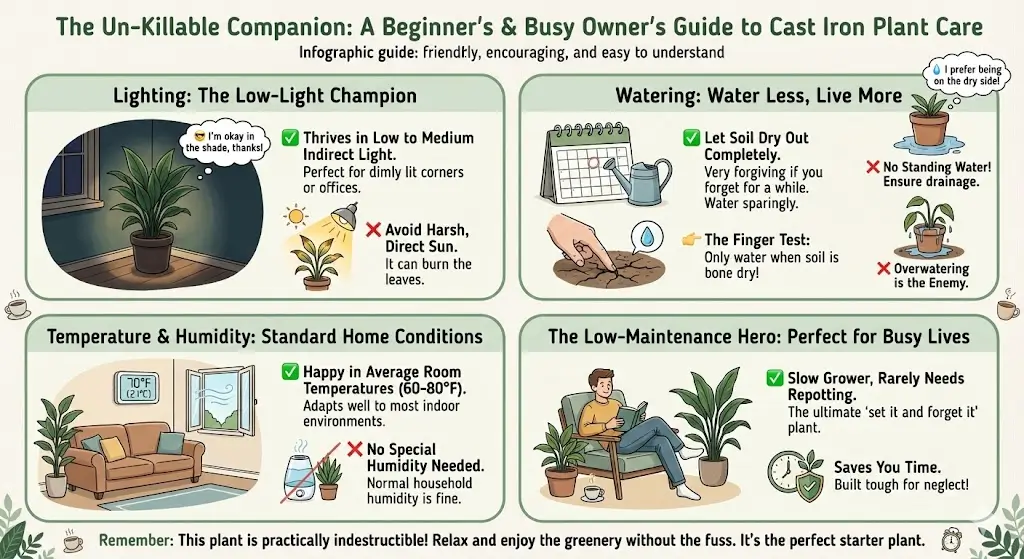 Cast Iron Plant Care Guide for Beginners & Busy Owners
