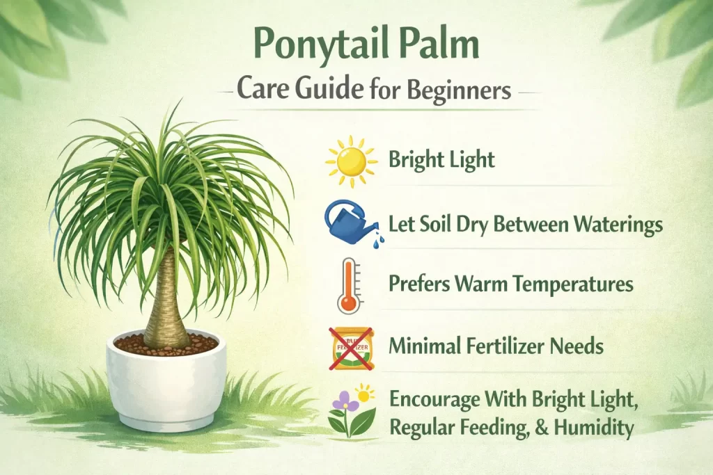 Ponytail Palm indoor plant care guide for beginners with low maintenance tips