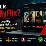 What Is BollyFlix? Featured image illustrating safety concerns, legality, download risks, and legal streaming alternatives.
