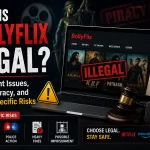 Is BollyFlix legal? Featured image illustrating copyright infringement, movie piracy, and India-specific legal risks associated with unofficial streaming websites.