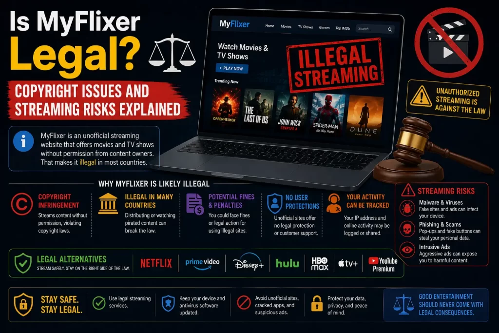 MyFlixer legality and copyright risks guide