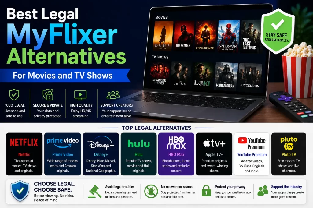 Legal MyFlixer alternatives for movies and TV shows