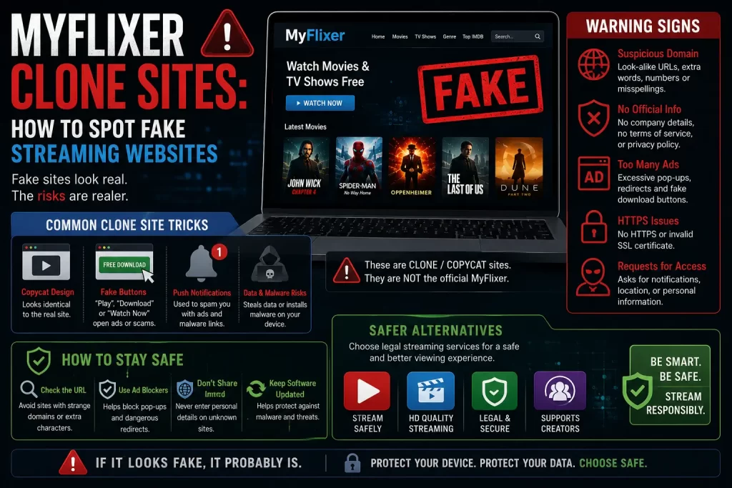 How to spot fake MyFlixer clone websites